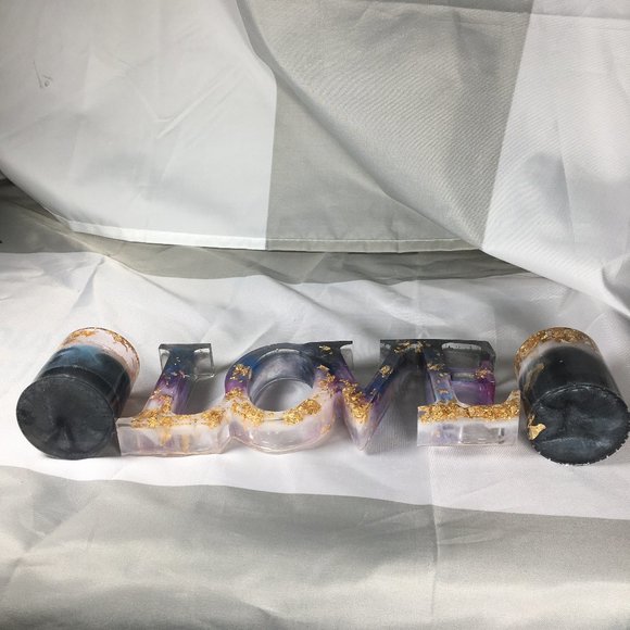 Resin Love Sign  2 matching Votive Candle Holders - Picture 7 of 12